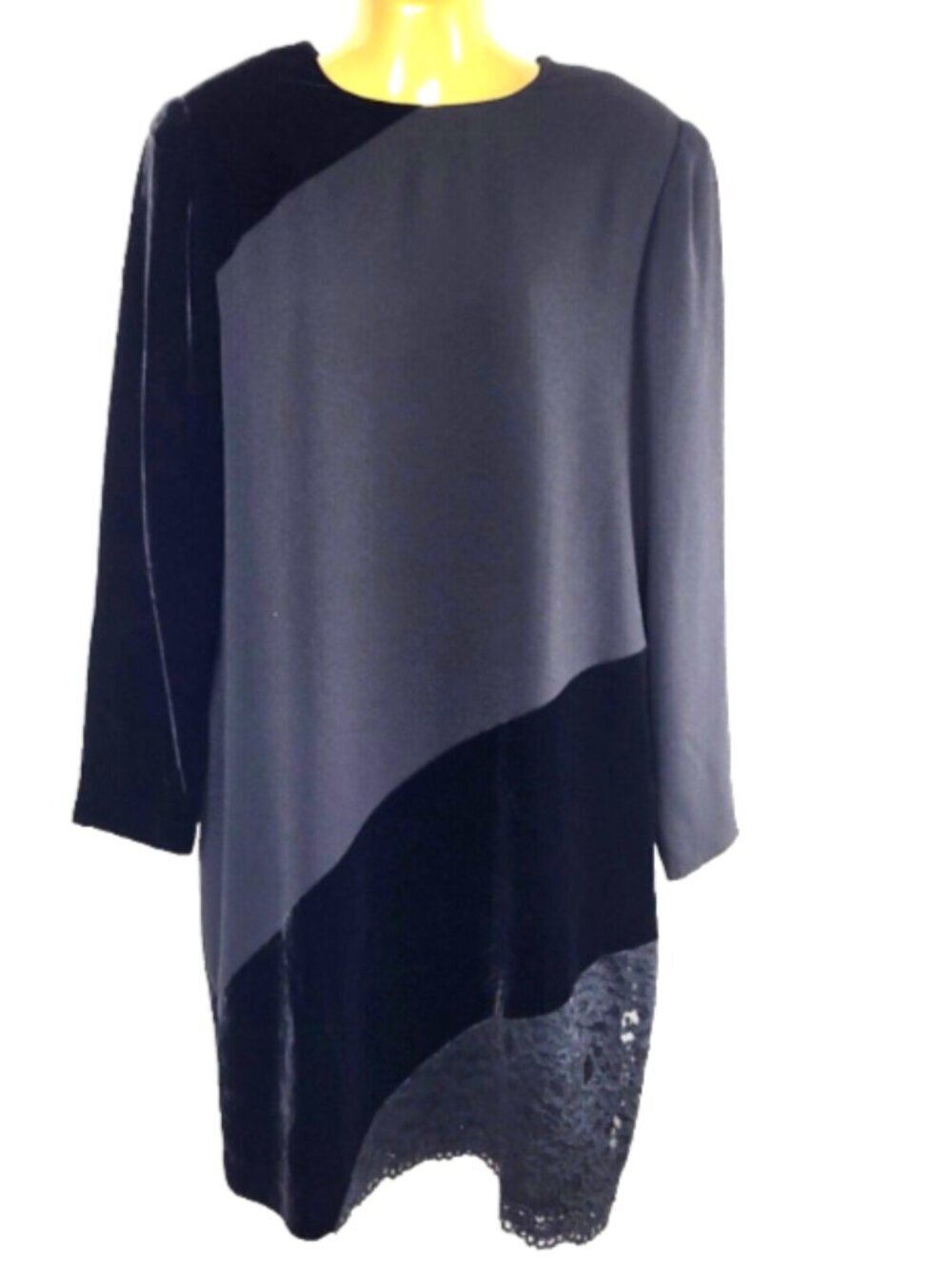 Rickie Freeman for T.J. Nites Holiday Party Size 10 Dress Diagonal Velvet Lace